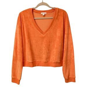Beyond Yoga Tropez Orange Long-Sleeve Terry Pullover Top Size Medium NWT